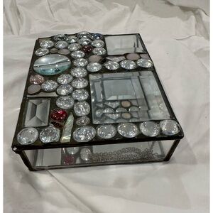 Abstract Bedazzled Hand Made Artisan 3D Mirrored Box